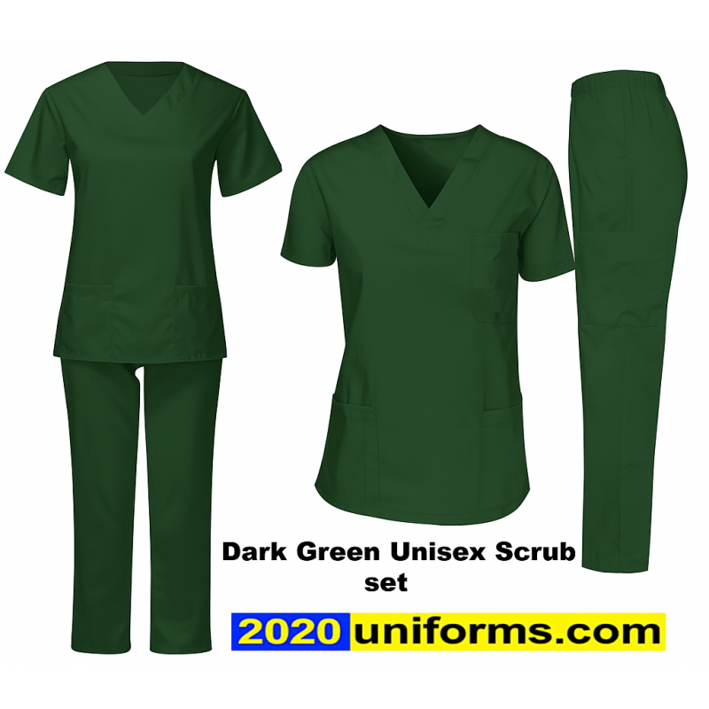 Dark green SCRUB SET UNISEX.