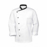 White chef coat with black collar