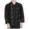 Chefjacket black with white piping white buttons